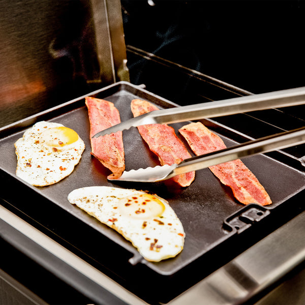 Plancha de hierro fundido con quemador lateral